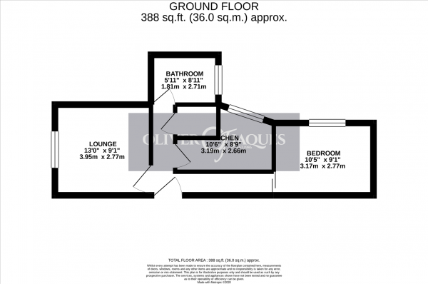 Floor Plan for 1 Bedroom Apartment to Rent in Tooley Street, London Bridge, SE1, 2XS - £404 pw | £1750 pcm