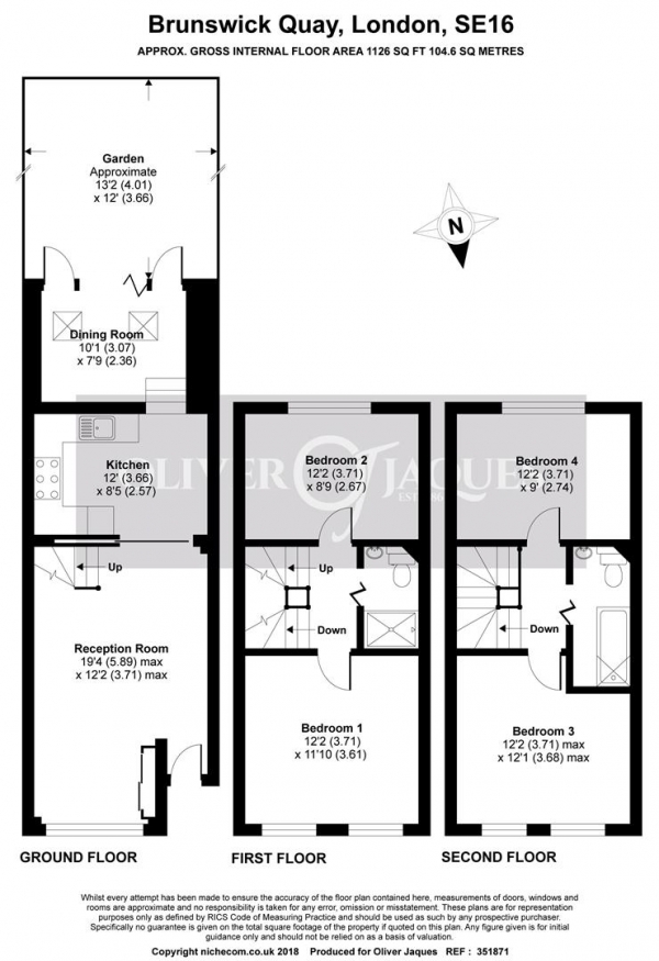 Floor Plan Image for 4 Bedroom Town House to Rent in Brunswick Quay, Surrey Quays SE16