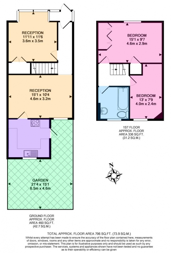 Floor Plan Image for 3 Bedroom Semi-Detached House to Rent in Kenlor Road, Tooting, Tooting