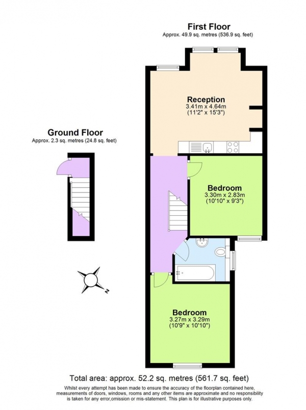 Floor Plan Image for 2 Bedroom Flat for Sale in Eswyn Road, Tooting, Tooting