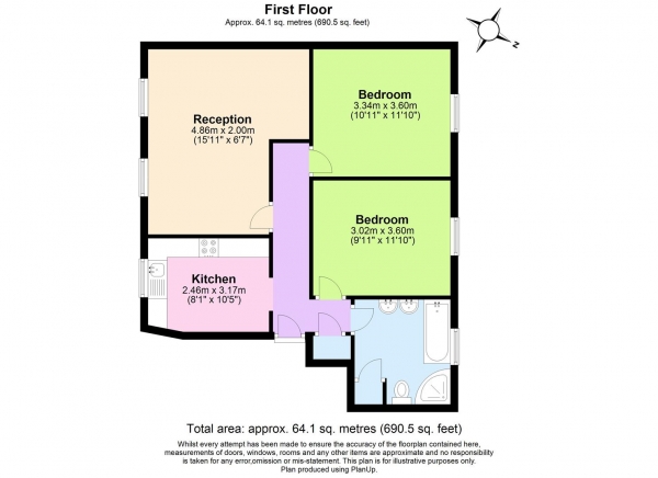 Floor Plan Image for 2 Bedroom Flat to Rent in Tooting High Street, Tooting, Tooting