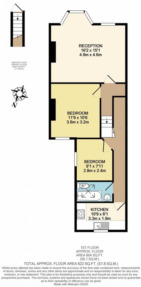 Floor Plan Image for 2 Bedroom Flat for Sale in Vant Road, Tooting, Tooting