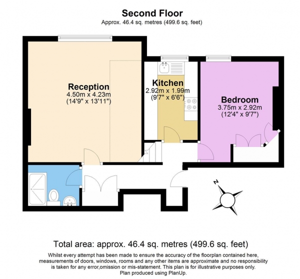 Floor Plan Image for 1 Bedroom Flat for Sale in Longley Road, Tooting, Tooting