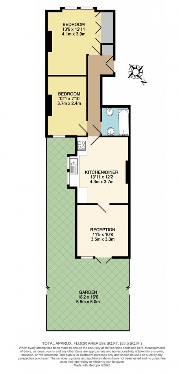 Floor Plan Image for 2 Bedroom Flat for Sale in Gilbey Road, Tooting, Tooting