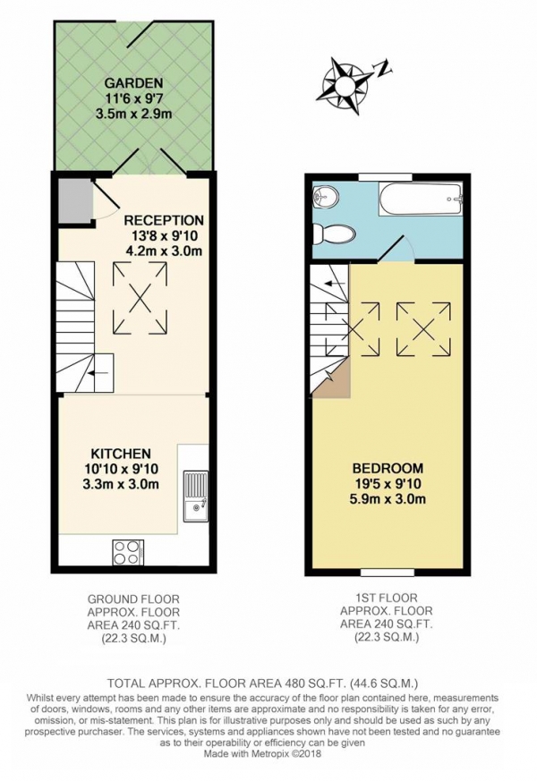 Floor Plan Image for 1 Bedroom Property to Rent in Deal Road, Tooting, Tooting