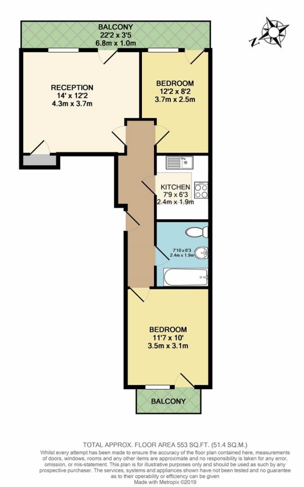 Floor Plan Image for Studio Flat to Rent in Recovery Street, Tooting,