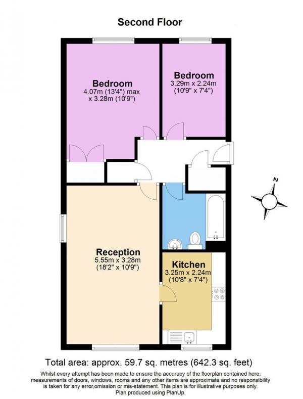 Floor Plan Image for 2 Bedroom Apartment for Sale in Devonshire House, Colliers Wood, Colliers Wood