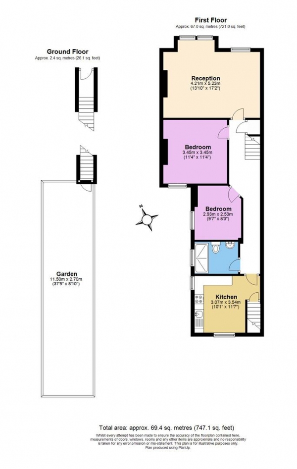 Floor Plan Image for 2 Bedroom Flat for Sale in Himley Road, Tooting