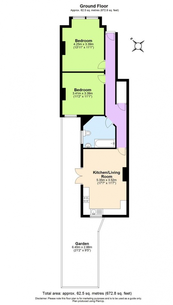 Floor Plan Image for 2 Bedroom Flat to Rent in Woodbury Street, London