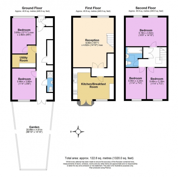 Floor Plan Image for 4 Bedroom Town House for Sale in Eaton Rise, Kingston upon Thames