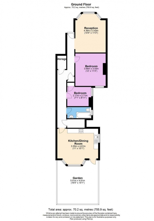 Floor Plan Image for 2 Bedroom Flat for Sale in Trevelyan Road, London