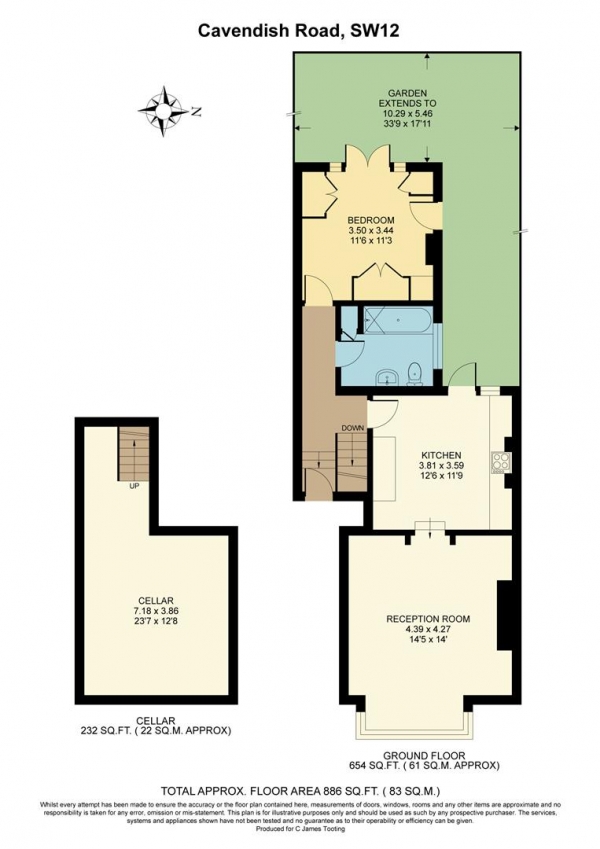 Floor Plan Image for 1 Bedroom Flat for Sale in Cavendish Road, London