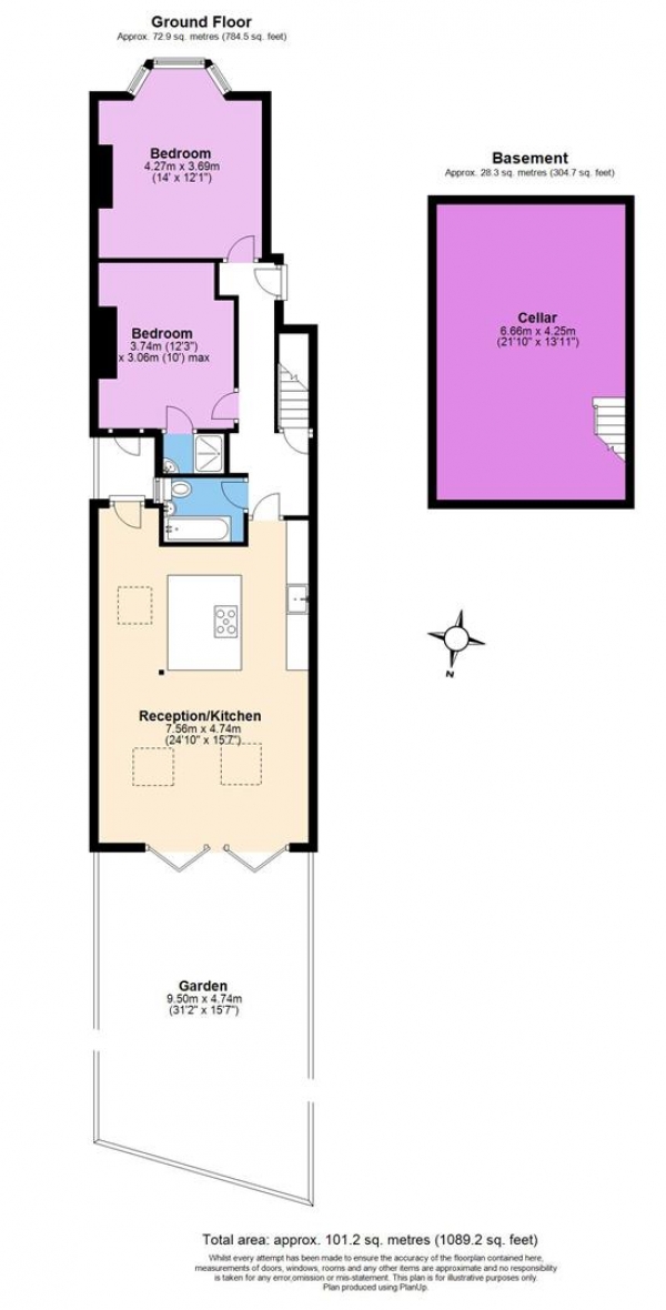 Floor Plan Image for 2 Bedroom Flat for Sale in Vant Road, Tooting, Tooting