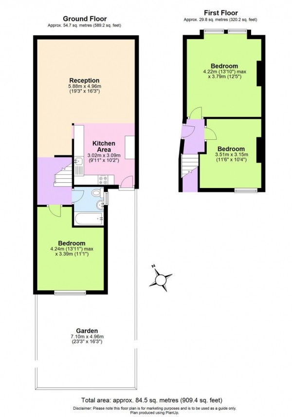 Floor Plan Image for 3 Bedroom Flat to Rent in Hoyle Road, London