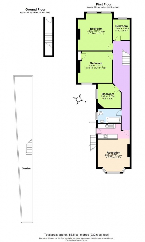 Floor Plan Image for 4 Bedroom Flat for Sale in Tunley Road, Tooting Bec, Tooting Bec