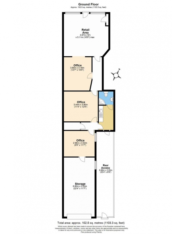 Floor Plan for Studio Flat for Sale in Epsom Road, Sutton, SM3, 9EY -  &pound320,000