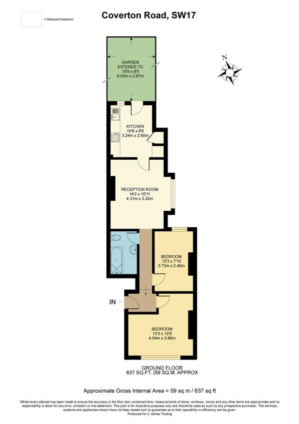 Floor Plan Image for 2 Bedroom Flat to Rent in Coverton Road, London