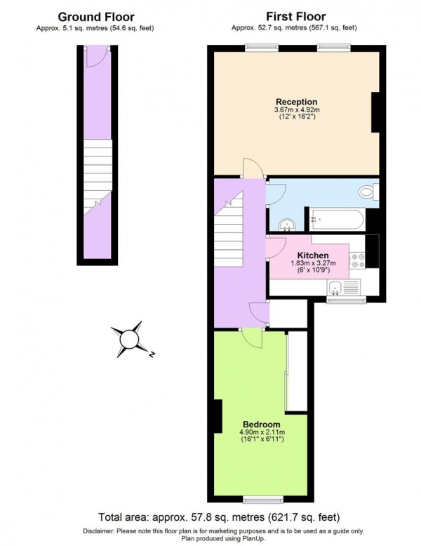 Floor Plan Image for 1 Bedroom Flat to Rent in Trinity Road, London