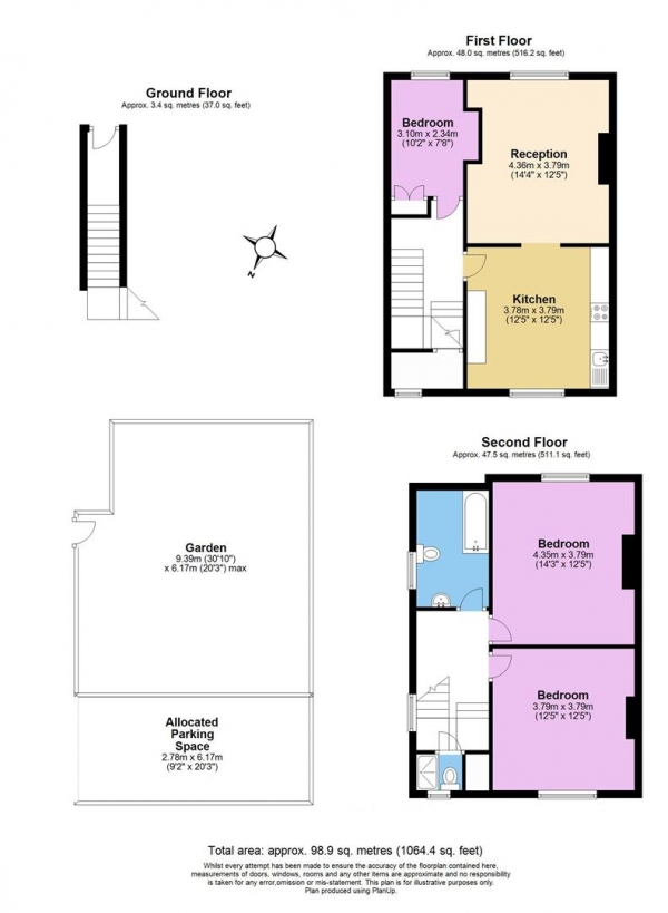 Floor Plan Image for 3 Bedroom Apartment for Sale in Vant Road, Tooting, Tooting