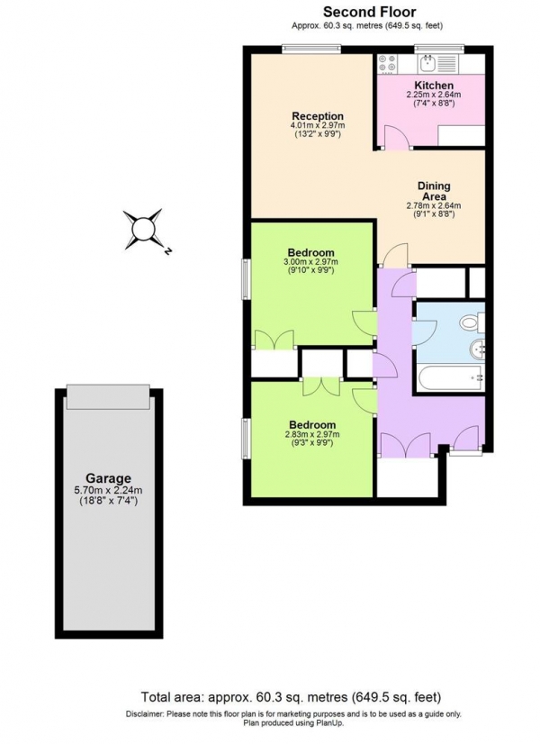 Floor Plan Image for 2 Bedroom Flat for Sale in Bedford Hill, London