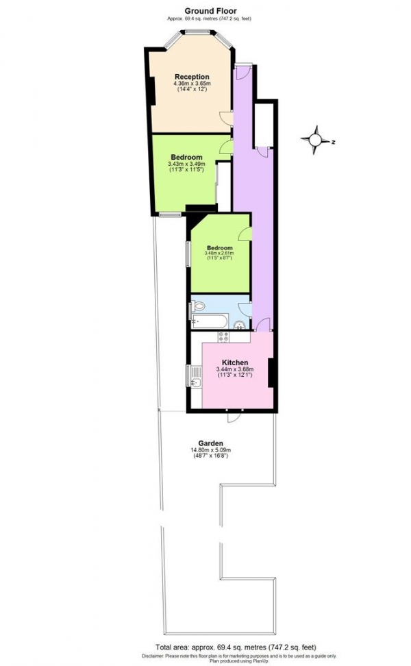 Floor Plan Image for 2 Bedroom Flat for Sale in Ramsden Road, London