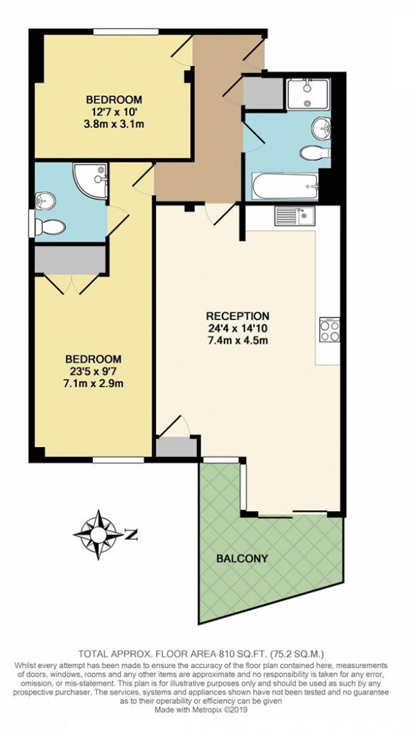 Floor Plan Image for 2 Bedroom Apartment to Rent in Tooting High Street, Tooting, Tooting