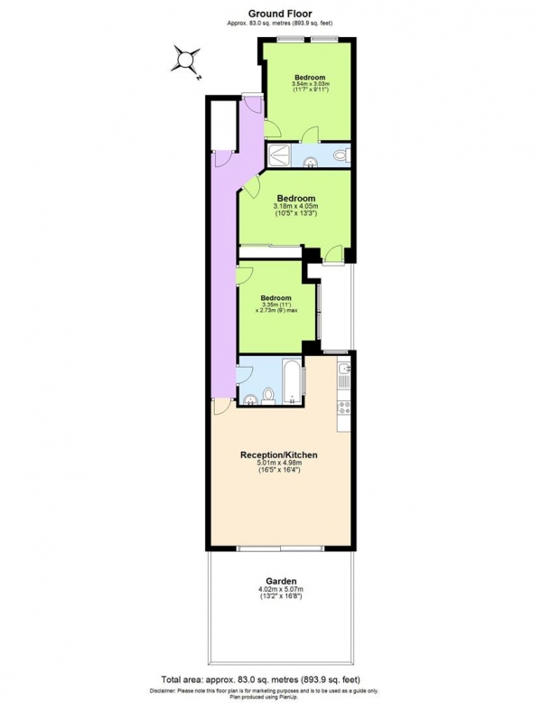 Floor Plan Image for 3 Bedroom Flat for Sale in Coverton Road, London