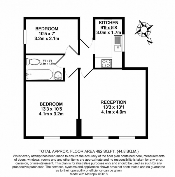 Floor Plan Image for 2 Bedroom Flat to Rent in Longley Road, Tooting, Tooting