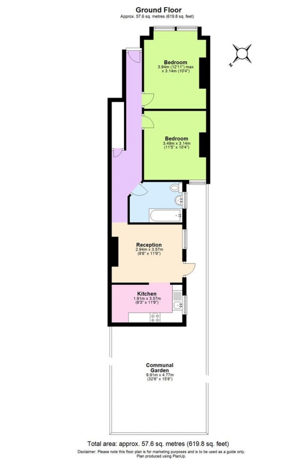 Floor Plan for 5 Bedroom End of Terrace House for Sale in Fountain Road, London, SW17, 0HQ -  &pound850,000