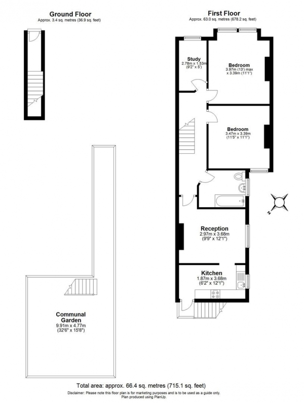 Floor Plan for 5 Bedroom End of Terrace House for Sale in Fountain Road, London, SW17, 0HQ -  &pound850,000