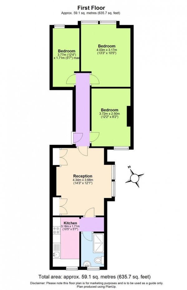 Floor Plan Image for 3 Bedroom Flat for Sale in Gilbey Road, London