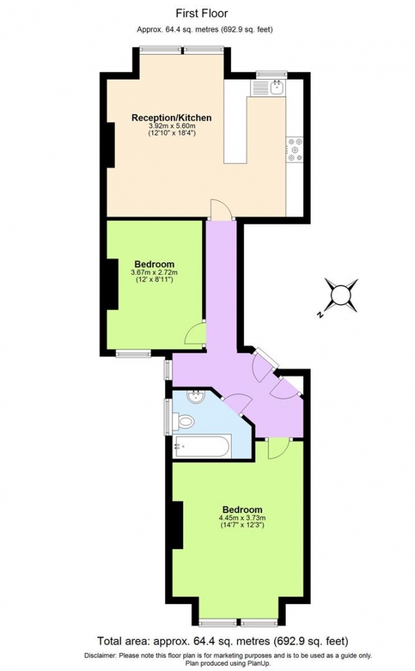 Floor Plan Image for 2 Bedroom Flat for Sale in Pendle Road, London