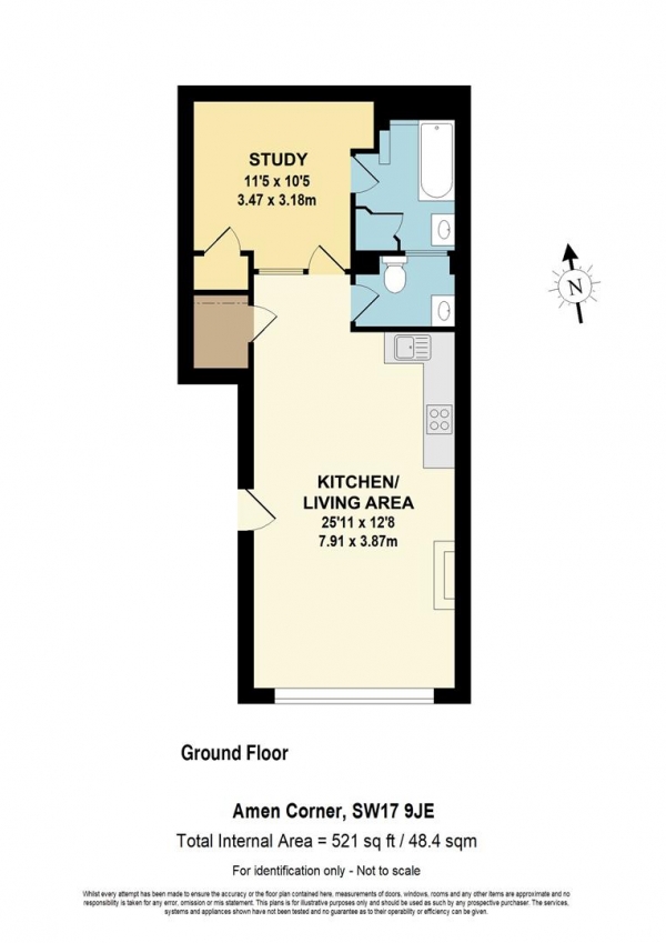 Floor Plan Image for 1 Bedroom Flat for Sale in Amen Corner, London