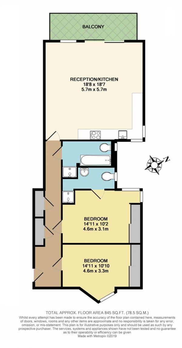 Floor Plan Image for 2 Bedroom Apartment for Sale in Tooting High Street, London