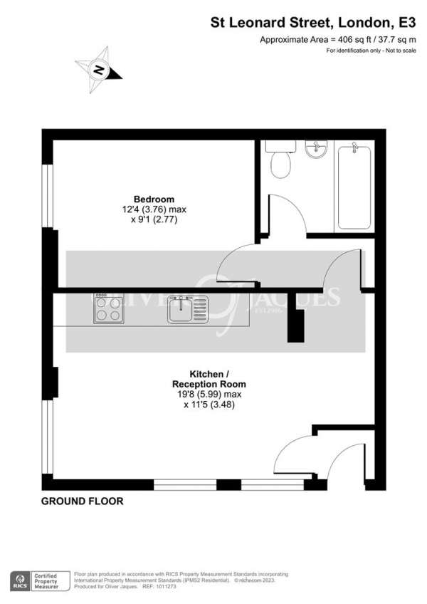 Floor Plan for 1 Bedroom Apartment for Sale in 50 St. Leonards Street, London, E3, 3BT - Offers in Excess of &pound250,000