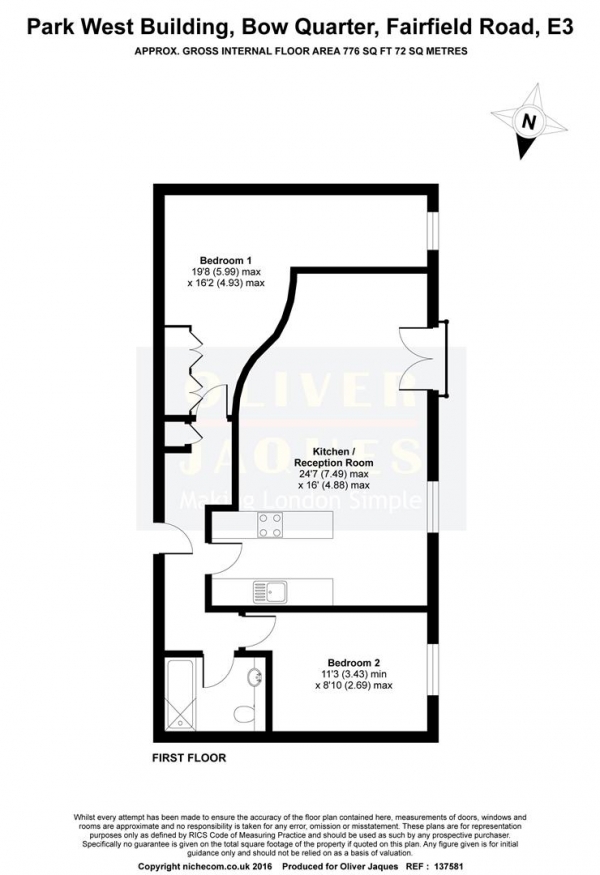 Floor Plan Image for 2 Bedroom Apartment for Sale in Park West, Bow Quarter