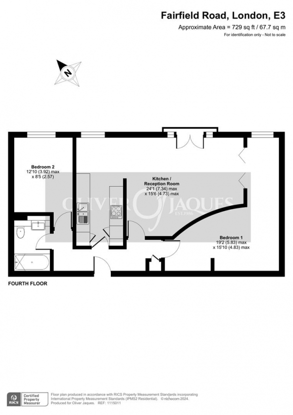 Floor Plan Image for 2 Bedroom Apartment for Sale in Park West Building, Bow Quarter