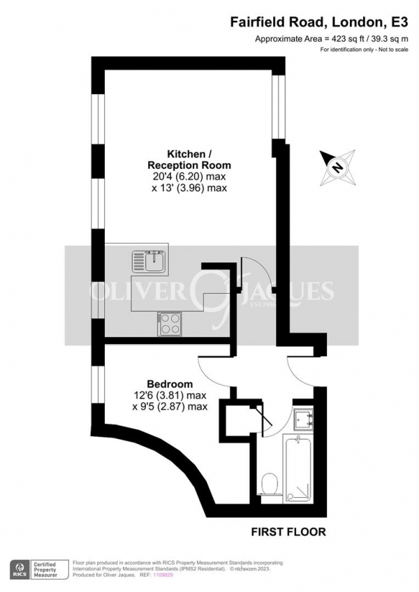 Floor Plan Image for 1 Bedroom Apartment for Sale in Park West Building, Bow Quarter