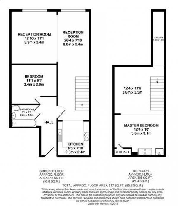 Floor Plan Image for 2 Bedroom Apartment to Rent in Lexington Building, Bow Quarter