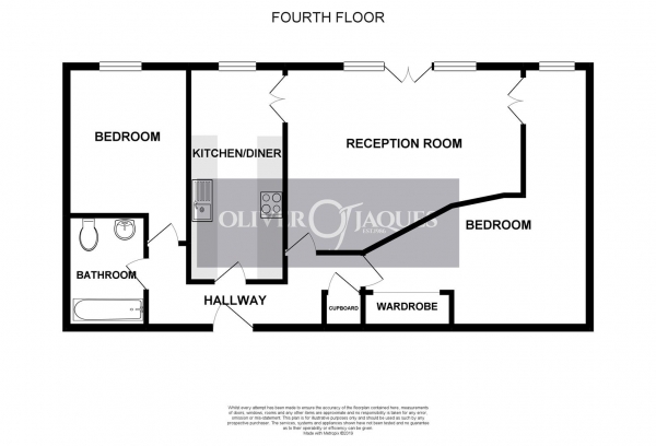 Floor Plan Image for 2 Bedroom Apartment to Rent in Park West Building, Bow Quarter