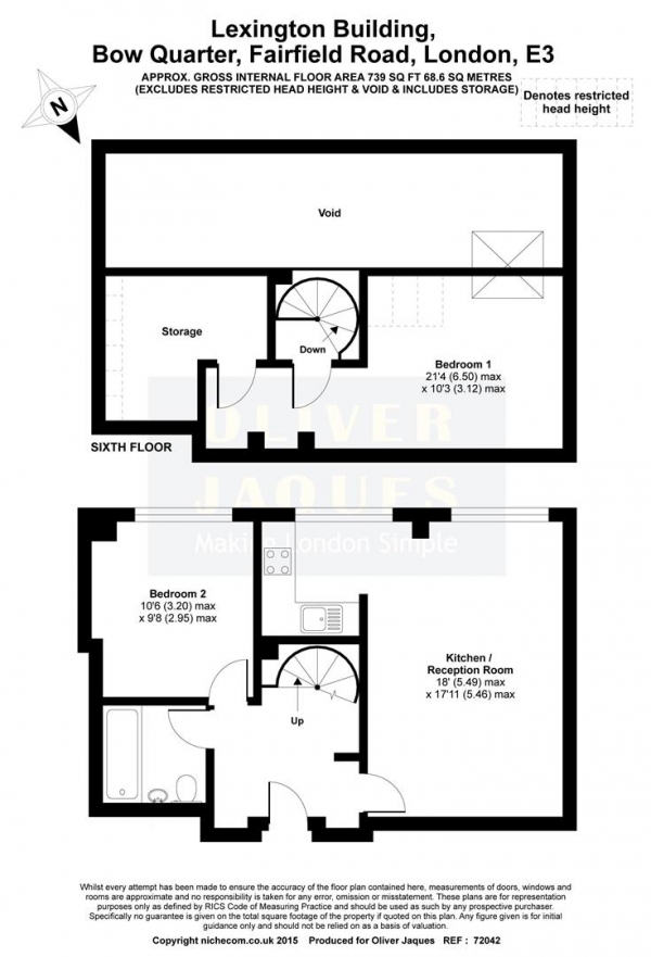 Floor Plan for 2 Bedroom Apartment to Rent in Lexington Building, Bow Quarter, E3, 2UH - £577 pw | £2500 pcm