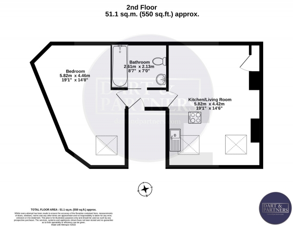 Floor Plan Image for 1 Bedroom Apartment for Sale in Strand, Teignmouth