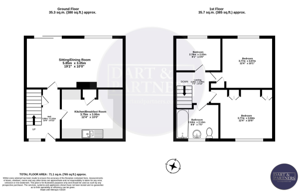 Floor Plan Image for 3 Bedroom Terraced House for Sale in Dunning Walk, Teignmouth