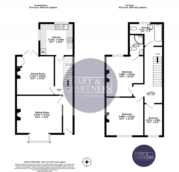 Floor Plan Image for 3 Bedroom Terraced House for Sale in Coombe Vale Road, Teignmouth