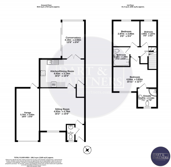 Floor Plan Image for 3 Bedroom Semi-Detached House for Sale in Chichester Close, Teignmouth