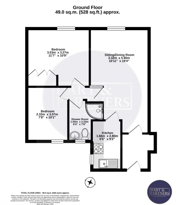 Floor Plan Image for 2 Bedroom Apartment for Sale in South View, Teignmouth