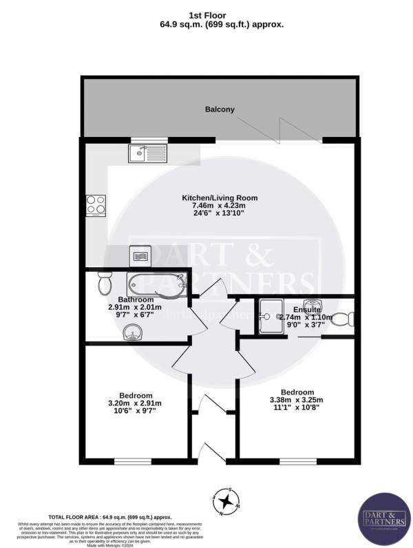 Floor Plan Image for 2 Bedroom Apartment for Sale in Clay Lane, Teignmouth