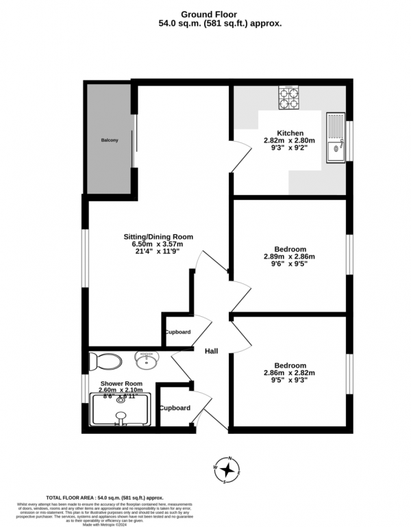 Floor Plan Image for 2 Bedroom Apartment for Sale in Falkland Way, Teignmouth