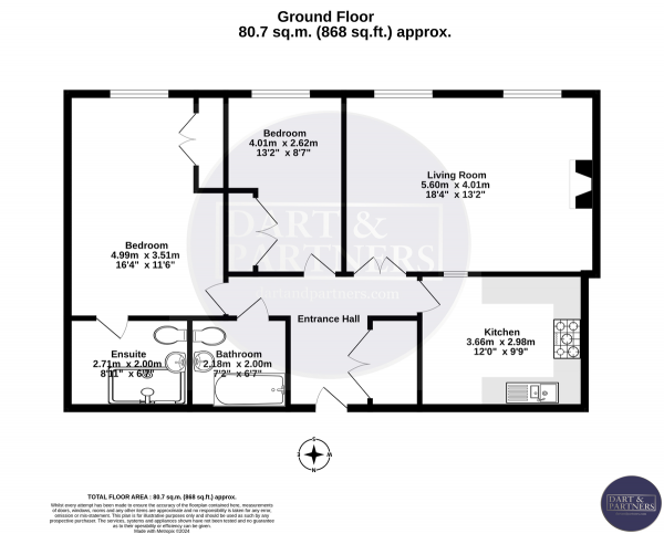 Floor Plan Image for 2 Bedroom Apartment for Sale in Wymering Court, Teignmouth