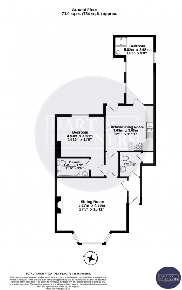 Floor Plan Image for 2 Bedroom Apartment for Sale in Grosvenor Terrace, Teignmouth